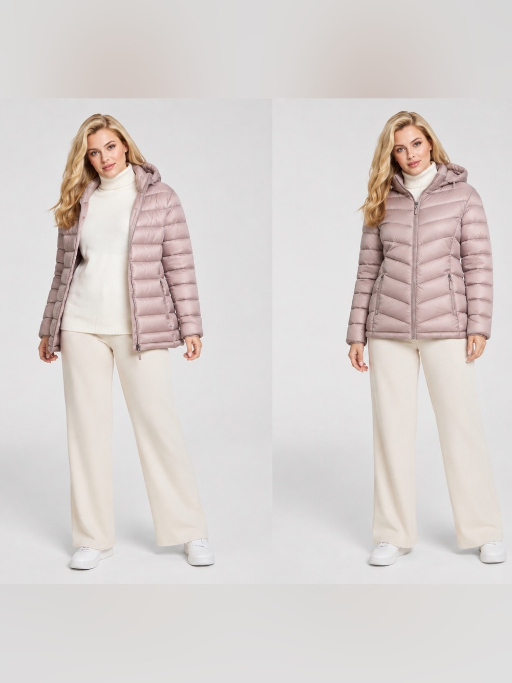 Charter Club Light Mauve Quilted Packable Puffer Jacket with Removable Hood S 2X